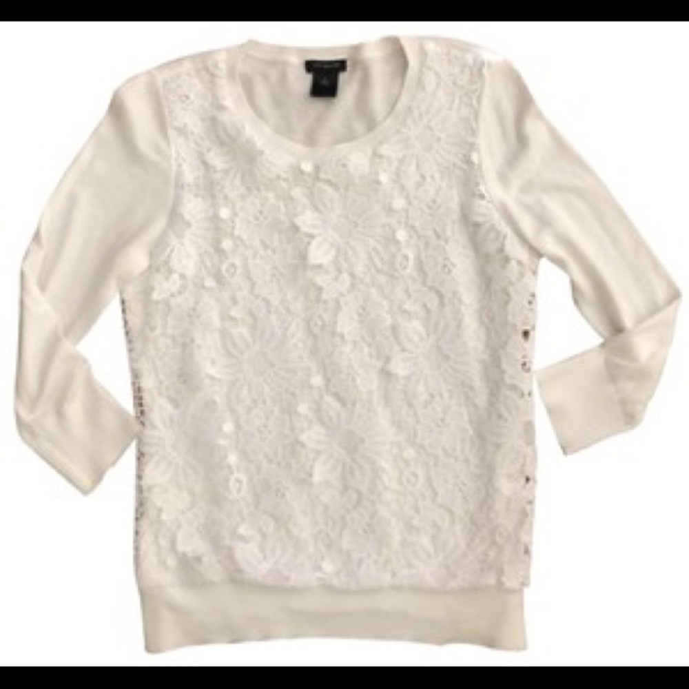 Ann Taylor Cream Lace long sleeved tunic, size M